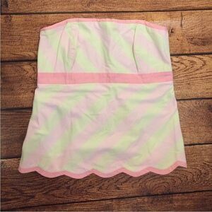 Lilly Pulitzer Pink and Green Strapless Top
